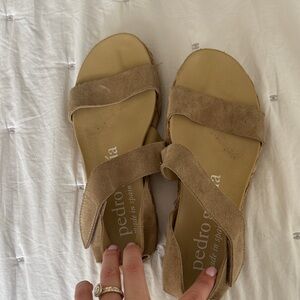 Pedro Garcia Beige/Tan Suede Espadrille Sandals